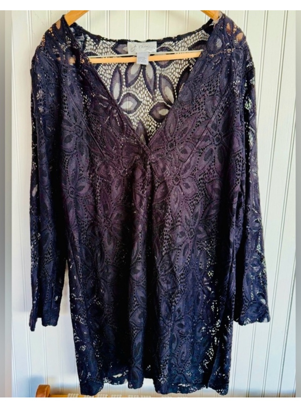 J Valdi Black Lace Tunic Size M